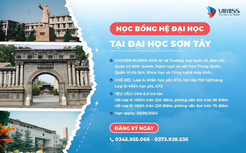 Học bổng Đại học Sơn Tây siêu hot 2024