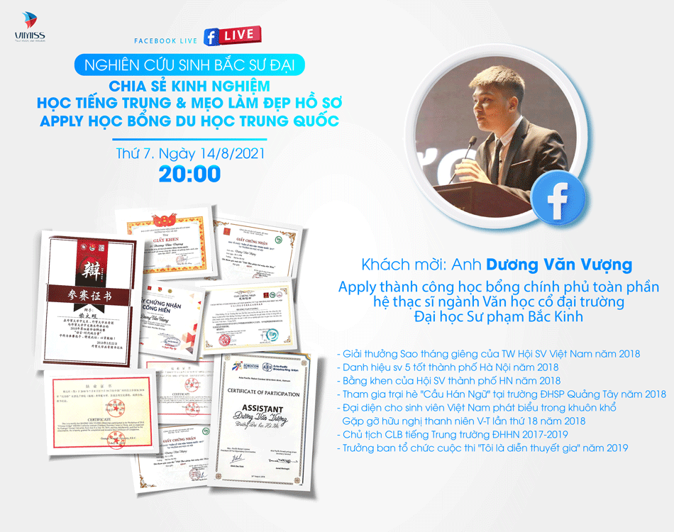 Livestream: NCS Bắc Sư Đại chia sẻ kinh nghiệm học tốt tiếng Trung và mẹo làm đẹp hồ sơ apply học bổng du học Trung Quốc