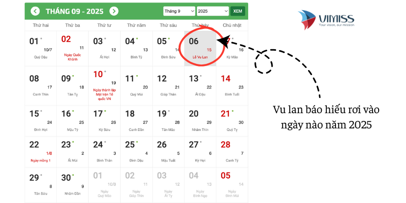 Vu Lan 2025 diễn ra vào ngày nào?